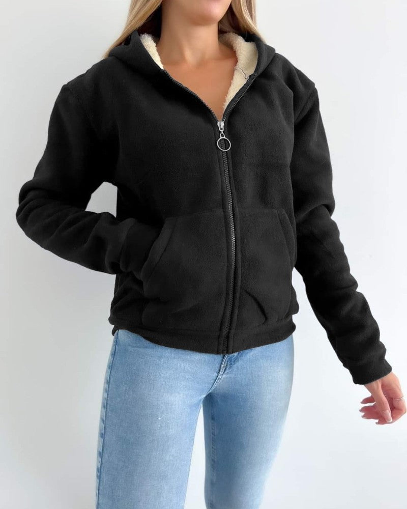 FRIEDA | Chaqueta de forro polar con capucha térmica