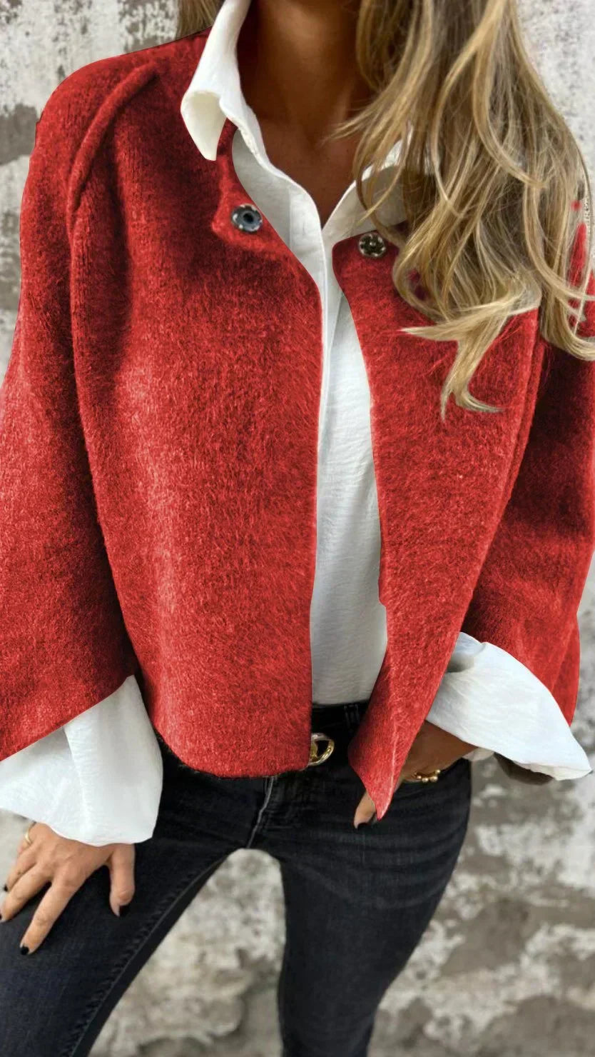 AMALIA™ | CARDIGÁN ELEGANTE CON ESCOTE REDONDO Y MANGAS LARGAS