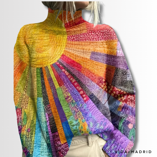 Ada - Alegre jersey colorido de cuello alto