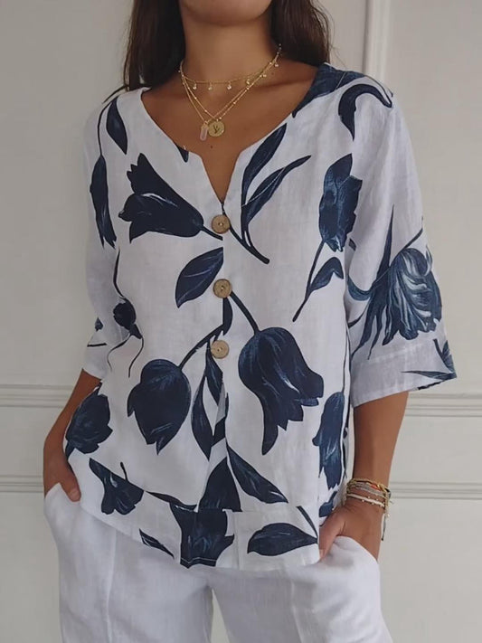 Lara | Blusa Floral con Escote en V