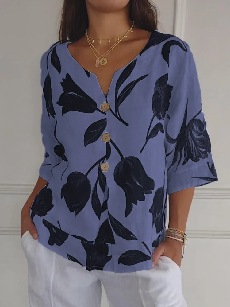 Lara | Blusa Floral con Escote en V