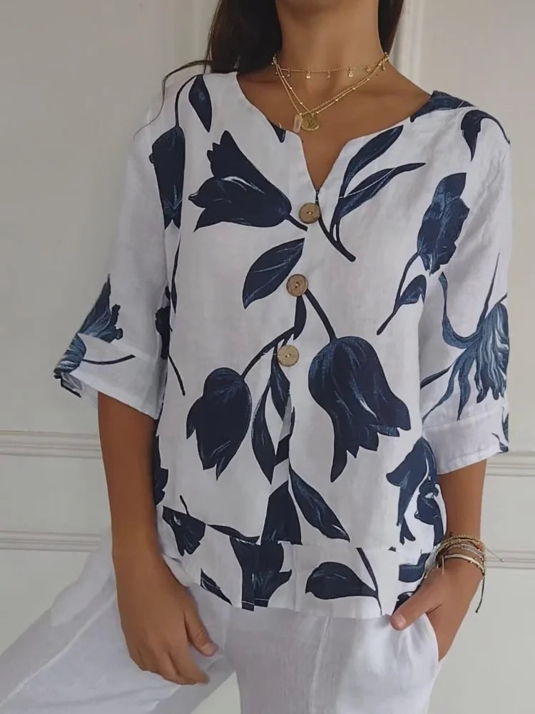 Lara | Blusa Floral con Escote en V