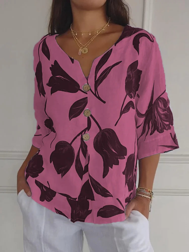 Lara | Blusa Floral con Escote en V