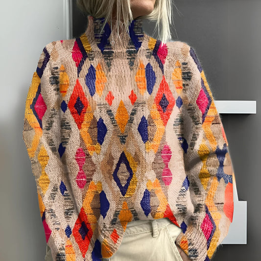 María - Suéter de punto con estampado geométrico