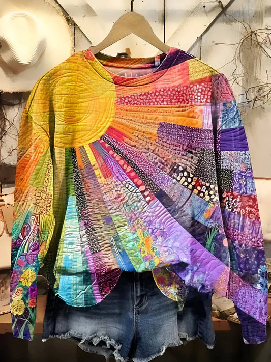 Quirine - Sudadera Collage del Sol Colorido